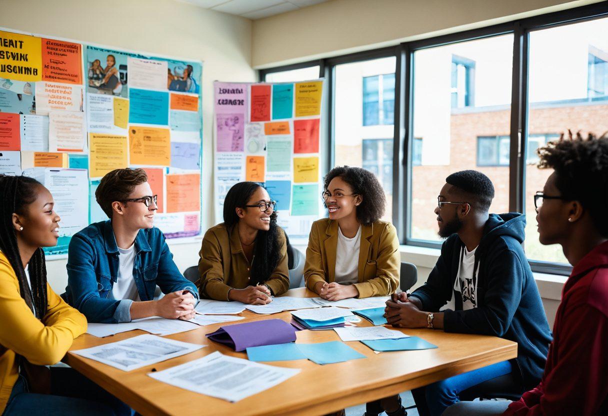 A diverse group of university students engaged in an interactive sex education workshop, surrounded by educational materials and colorful posters about consent. Expressions of curiosity and openness are visible on their faces, promoting a positive and empowering atmosphere. The setting is a bright, modern classroom with natural light streaming through the windows. Elements of inclusivity and respect are highlighted in the visuals. vibrant colors. modern illustration.